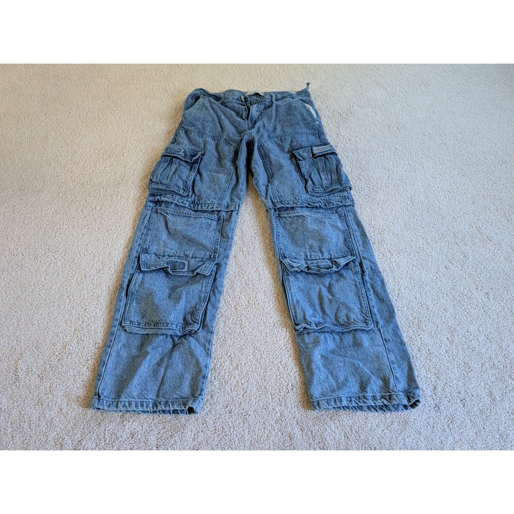 Pacsun Baggy Denim Cargo Jeans Womens 31x32 Blue Baggy Fit Denim Jeans